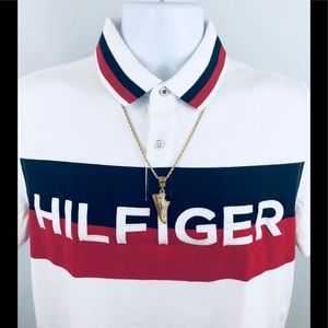 mens white tommy hilfiger polo shirt